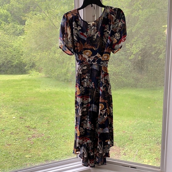 KORI Navy Floral High-Low Dress - Picture 1 of 6